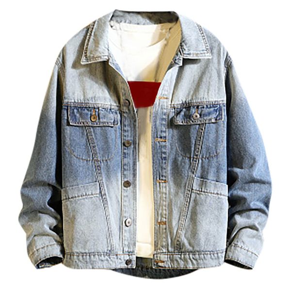 

jaycosin men's coats autumn men new fashion stitching denim coat man casual outwear trend jackets patchwork polyester loose coat, Black;brown