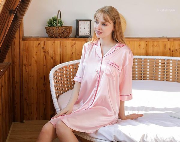 

clothing fashion womens designer nightgown spring autumn cardigan nightcoats loose breathable half sleeve sleepwear female, Black;red