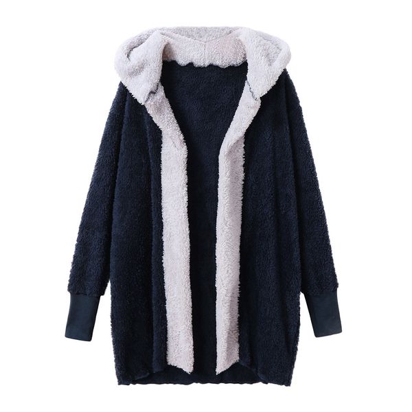 

manteau femme hiver 2018 women's cardigan jacket coat womens splicing long sleeve medium long coat jackets chamarras de mujer, Black;brown