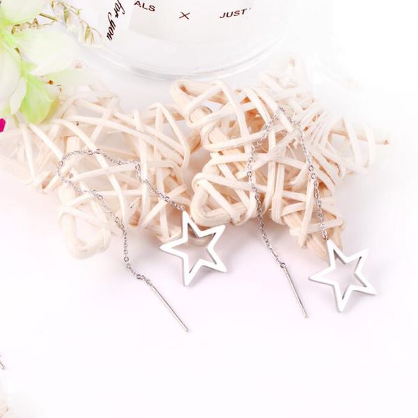 

smjel sainless steel earrings for women everydat jewelry korean star earrings drop threader jewelry brincos gifts, Silver