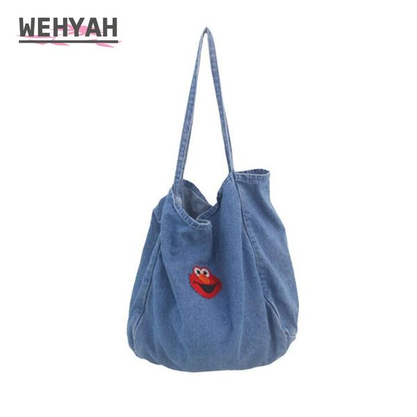 

wahyah denim ladies hand bag for woman 2019 shoulder bag large capacity oversize casual jeans bags women handbags bolsos zy030