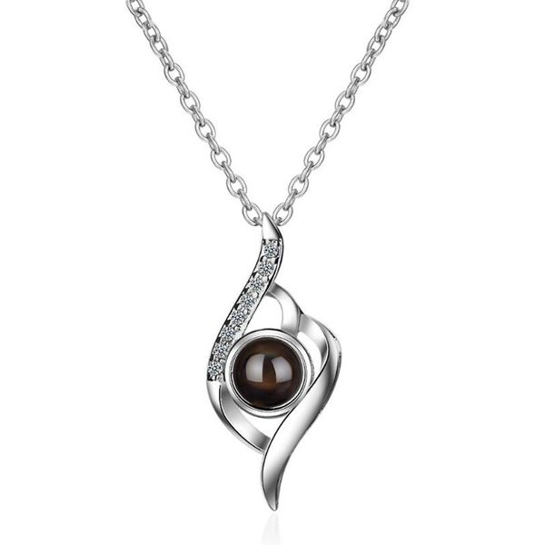 

2019 925 sterling silver necklace for women elegant i love you in 100 languages zircon wing necklace girl fashion gifts