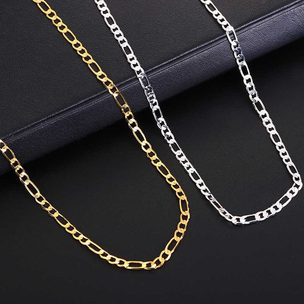 

fashion chain gold silver color for women men necklace 2mm figaro link 24" jewelry