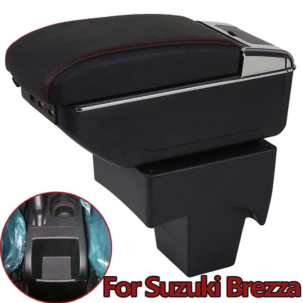 

for brezza armrest box central store content storage box with cup holder ashtray usb interface in car accessories