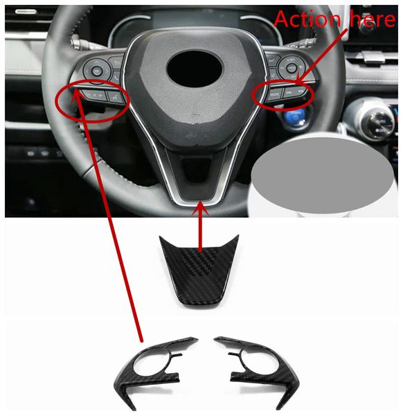 

abs carbon fibre accessories steering wheel button frame cover trim sticker car styling for corolla e210 2019 2020