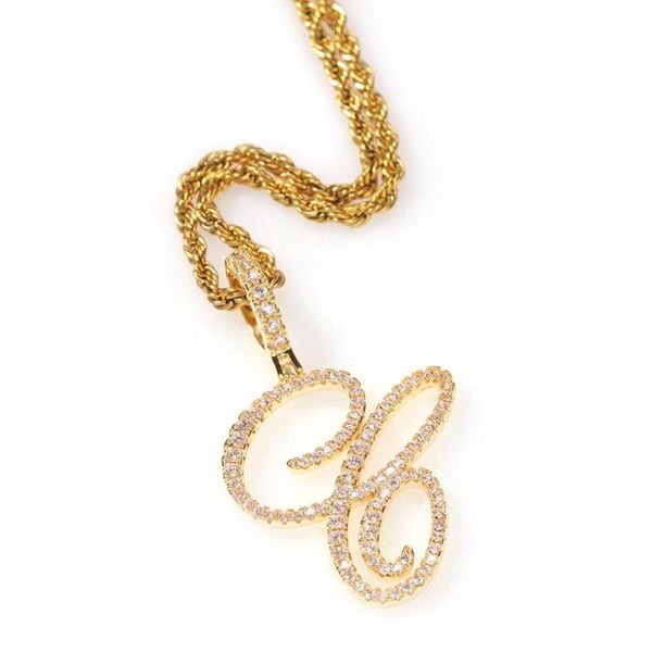 

zircon letters necklaces & pendant for men/women gold color fashion hip hop jewelry with 3mm rope chain, Silver