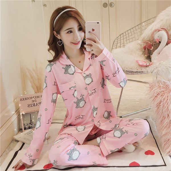

2018 qiu dong season girl pajama fashion leisure cartoon thoracotomy long sleeve pajamas manufacturers selling a undertakes, Blue;gray