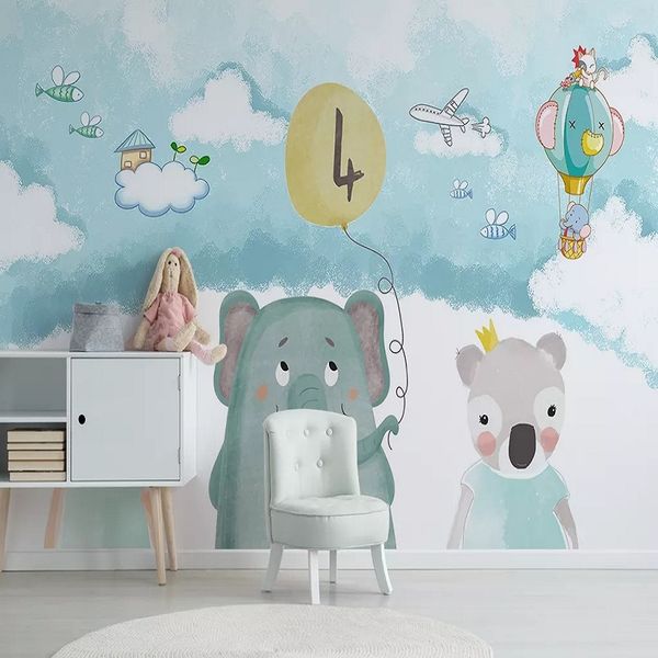 

new custom large mural 3d wallpaper cute nordic abstract elephant children's bedroom mural tv back wall decor deep 5d embossed