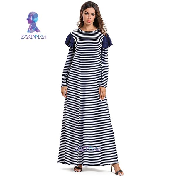 

7596 muslim striped dress women abaya turkish ramadan islamic clothing dubai turkey kaftan plus size casual muslim robe, Red