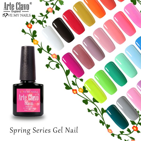 

arte clavo 10ml nail gel polish soak off uv hybrid varnish spring series color for manicure nail art prime gel varnish lacquer, Red;pink