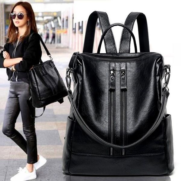 

2020 new ladies backpack dual-use backpack korean student pu female bag luggage