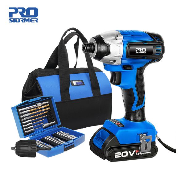 

prostormer electric screwdriver cordless drill 20v 300nm brushless motor impact driver combo kit household woodworking tools