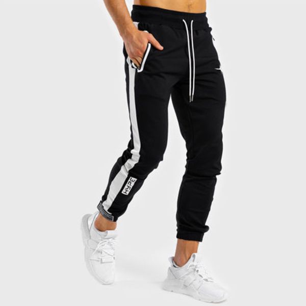 

mens slim fit joggers fitness sweatpants gym training 204, Black