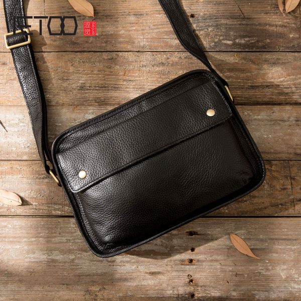 

aetoo original handmade bag leather men's layer leather shoulder bag men's messenger casual tide