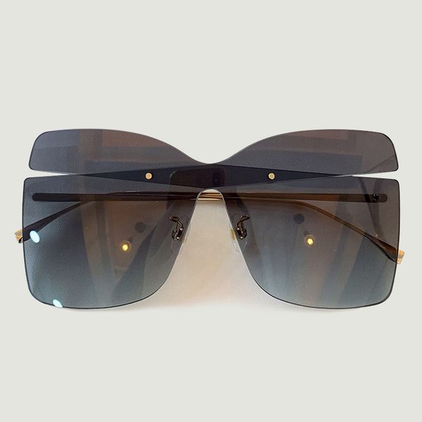 

oversize style 2020 rimless new sunglasses women fashion designer square one piece lens sun glasses uv400 with box ch01, Blue