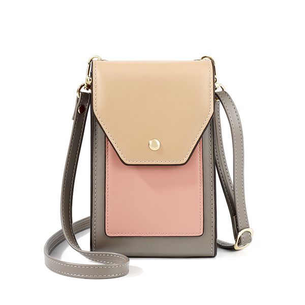 

new korean pu slant straddle women's bag fashion women's shoulder bag color contrast splicing women's mobile bag
