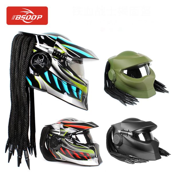 

ghost predators helmet universal full face carbon fiber casco warrior knight helmet led light halloween decoration l xl