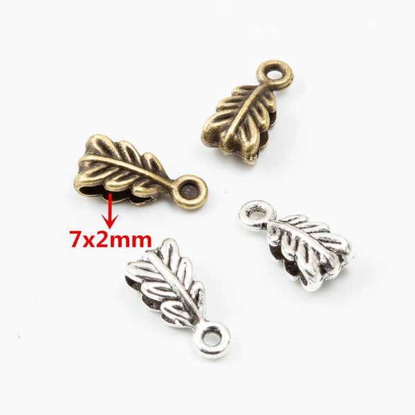 

200pcs 14 * 6 * 5 мм бронза антикварного серебра лист кулон вешалка разъем бусины стопорные очаровывает свободные шарики поделки бисерных ук, Blue;slivery