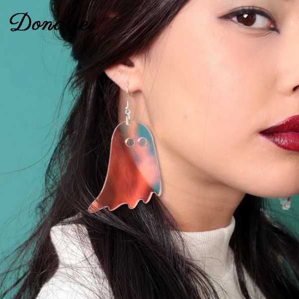 

donarsei halloween acrylic ghost earrings for women female laser drop dangle earrings nightclub jewelry, Silver