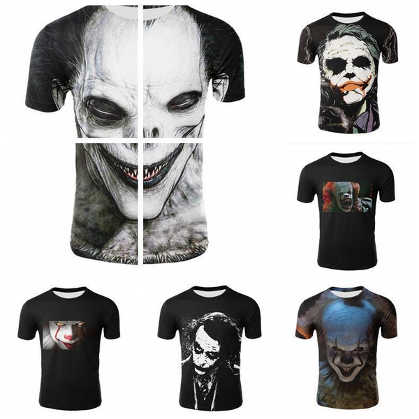 

2020 summer clown 3d printed t shirt men joker jesse slegge face casual male tshirt gotham clown short sleeve funny t shirts b46#, White;black
