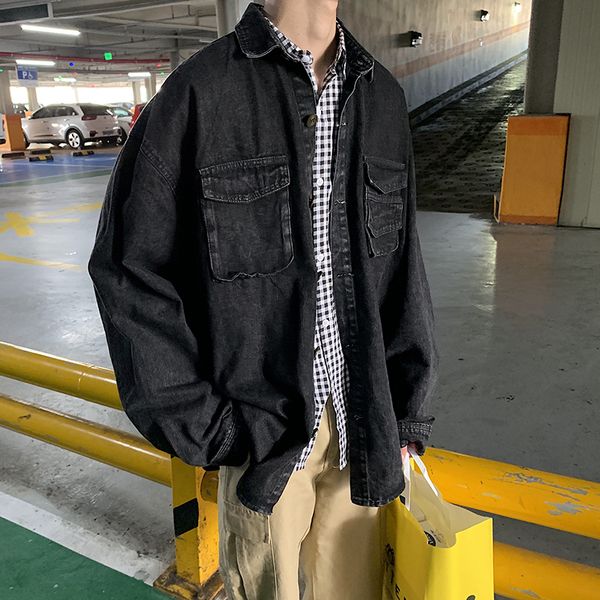 

2019 autumn new solid color denim jacket casual jacket, Black;brown