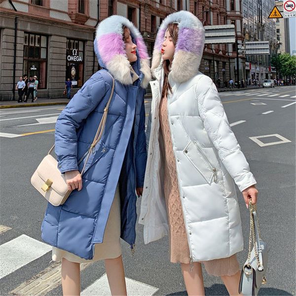 

new arrival 2019 women winter long parka cotton padded clothes warm coats fashion fur hooded jackets korean outwear parkas xa104, Black