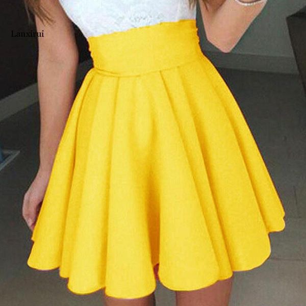 

new arrival wholesale party yellow female womens party cocktail mini skirt ladies summer skater skirt falda, Black