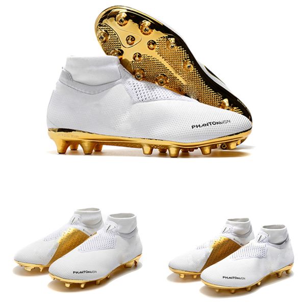 

2019 white gold soccer cleats ronaldo cr7 original soccer shoes exquisite workmanship phantom vsn elite df fg football boots