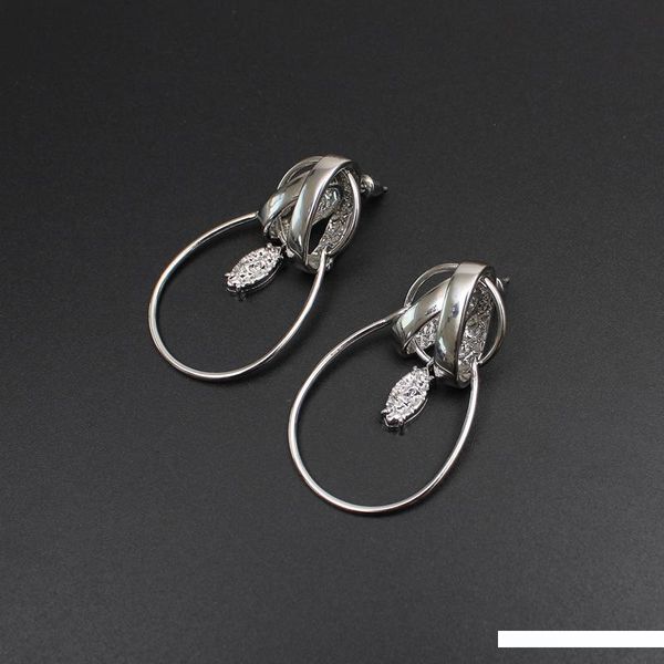 

double-circle design high-fashion women earrings luxury copper material silver color fashion brand earring jewelry