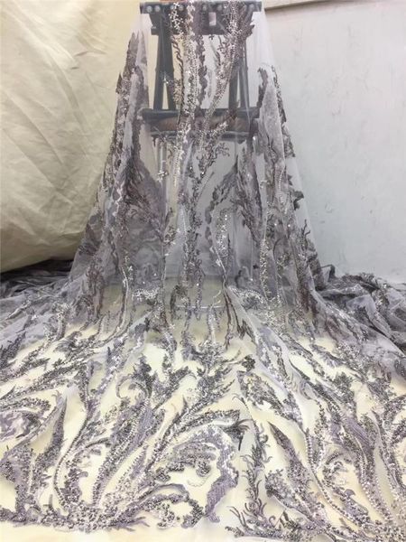 

gorgeous bule gold grey 3d hand made beaded fabric flower applique tulle lace french african lace fabric bridal dress, Pink;blue