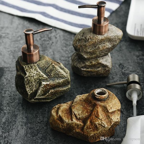 

home club ceramic retro stone hand pressure sanitizer container bathroom lotion bottle pump head shower shampoo soap dispenser birthday gift