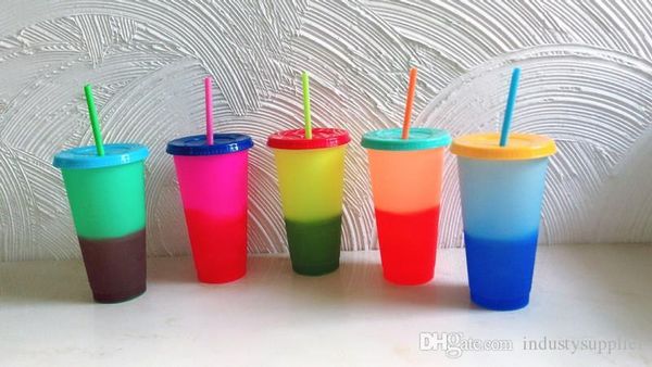 

24oz color changing tumbler set cold and color change water bottle froasted and assorted multicolor mug with lid straw a07