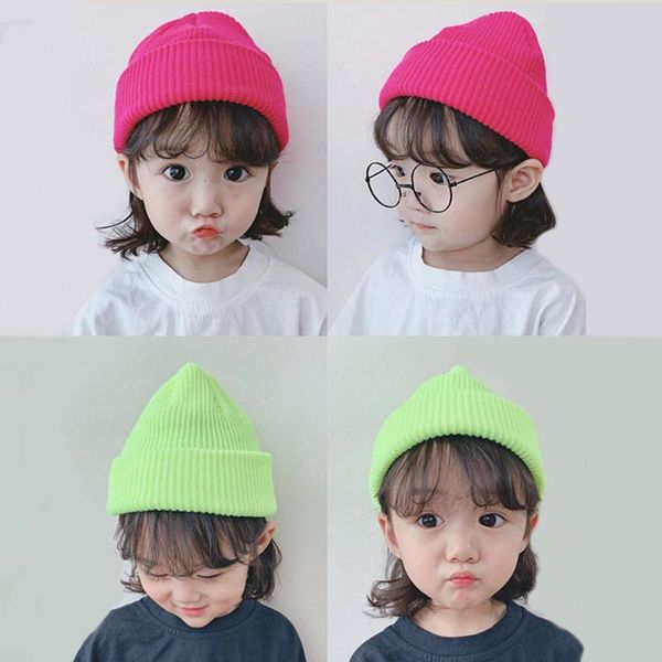 

autumn winter baby boy girl kids knitted toddler warm cap winter hat warm solid knit pointed hat christmas gifts, Yellow