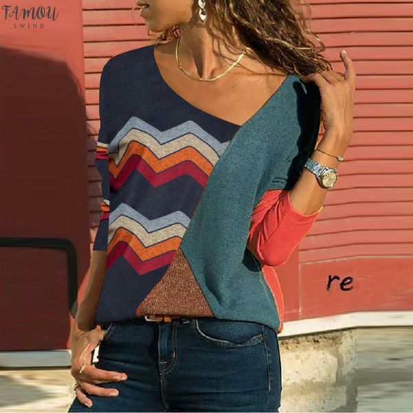 

women blouses long sleeve splicing color stripe print casual shirt easy blouse camisa mujer manga larga womens blouses, White