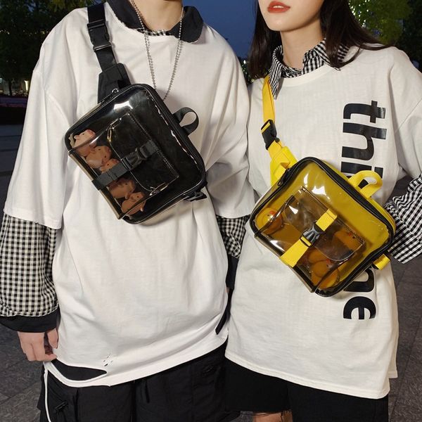 

clear fanny pack for women men waterproof waist bag cute harajuku streetwear purse pouch adjustable belt bags