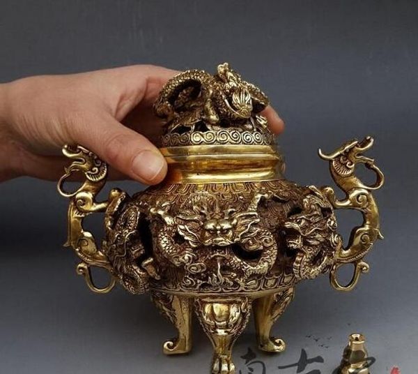 

античная чистая медь большой выдолбленные украшения курильница коулун отправить держатель ладана сандалового дерева ладана украшения горелки