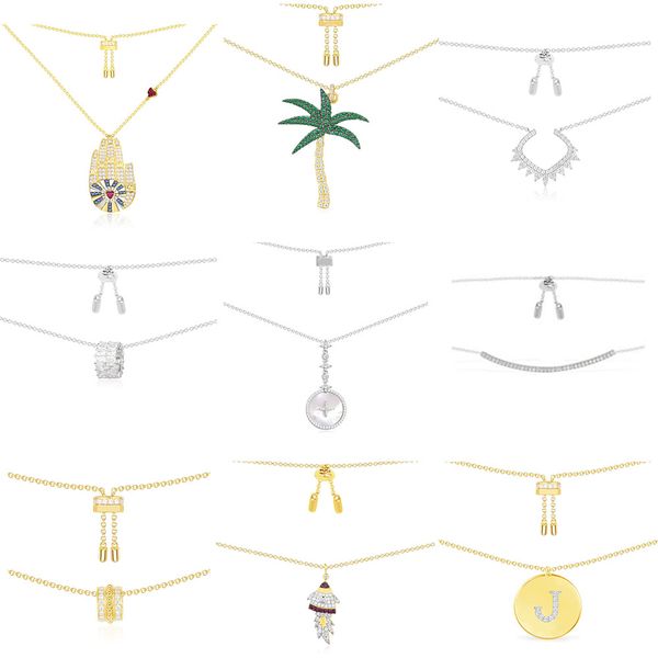 

fahmi 100% 925 sterling silver crystal diamond tooth small lace golden yellow rocket lucky palm letter jla belle époque necklace with mini r