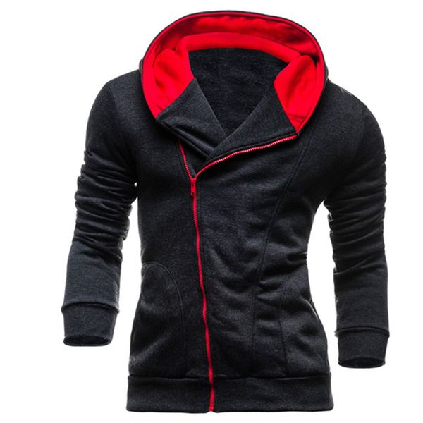 

2017 hoodies men sudaderas hombre hip hop mens brand casual male oblique zipper hoodie sweatshirt suit slim fit men hoody xxl ax, Black