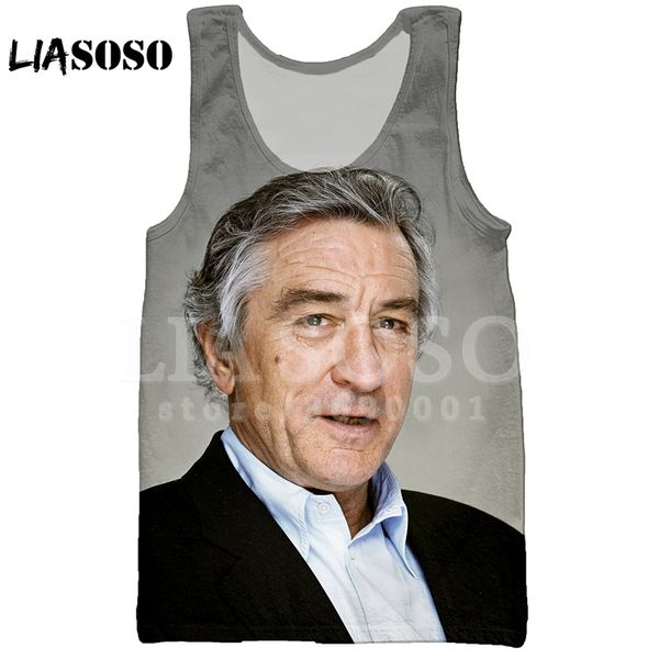 

liasoso summer 3d print men' tank vest famous actor robert de niro sleeveless fahshion casual tank outwear x2036, White;black