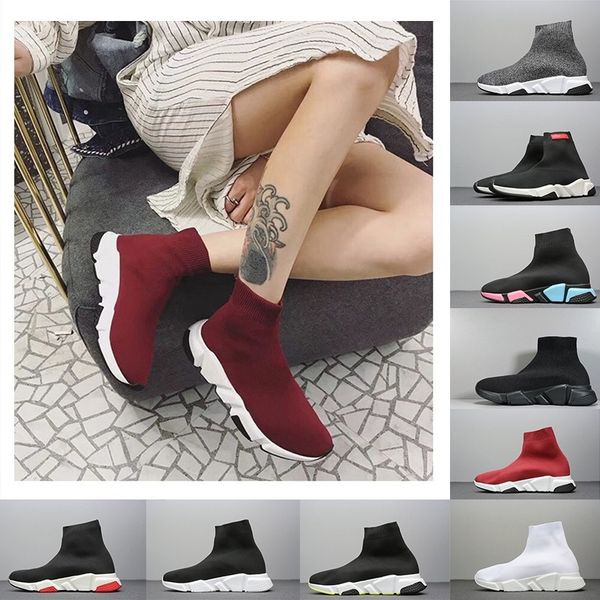 

new ace designer speed trainer men women high sock shoes pink red solid black fashion luxury designer boots runner trainers sneakers 36-45