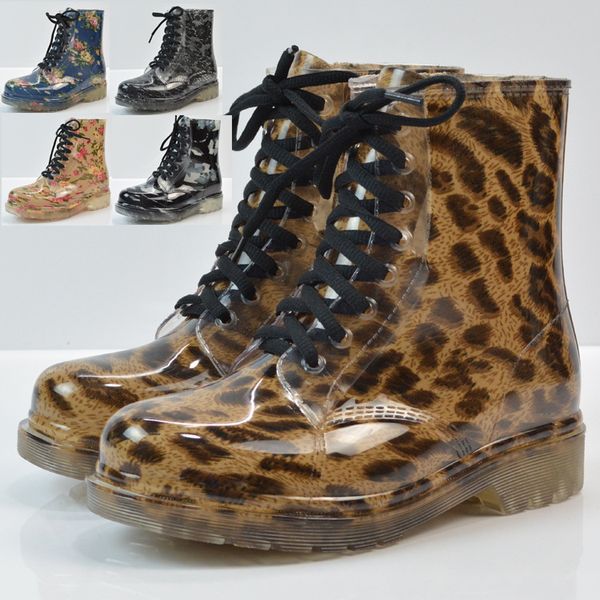 

summer boots women round toe shoes lace up luxury designer booties woman 2019 low heel mid calf rubber fashion rock ladies, Black