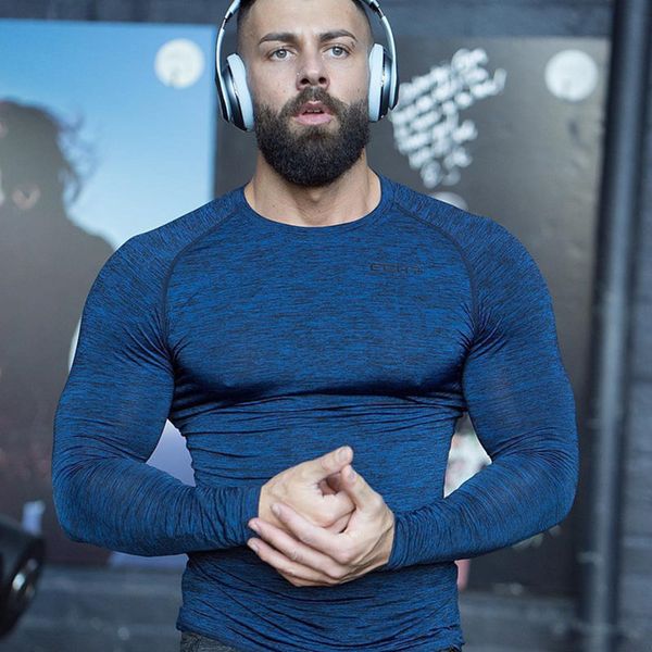 

мужчины тощий с длинными рукавами футболка тренажерные залы фитнес бодибилдинг супер-эластичные рубашки мужской бегун тренировки спортивная, White;black