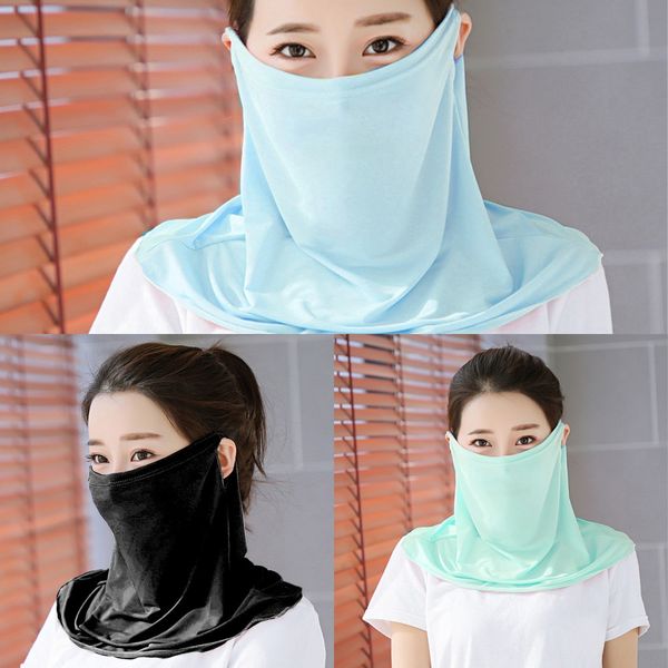 

cl40p silk protective face mask 40 styles chiffon sun masks mask outdoor riding protection scarf silk scarf handkerchief, Black