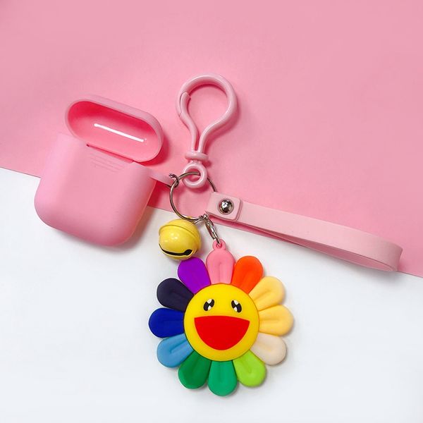 

10pcs/lot fashion jewelry girl women female sunflower car keychain creative diy earphone box accessories key chains bags pendant, Silver