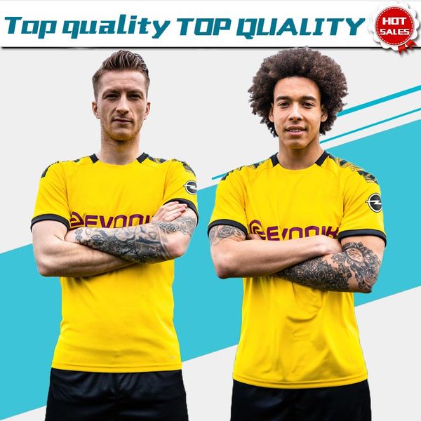 

2020 #11 reus home yellow soccer jerseys 19/20 #7 sancho #9 paco alcacer soccer shirts short sleeve football uniforms on sale, Black;yellow