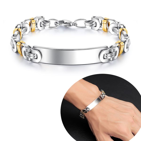 

new men byzantine bracelets stainless steel link chain man wristlet cuff bangle bracelet charm wristband bracelets men accessories gifts, Black