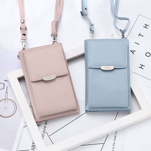 

korean-style new style mobile phone bag women's wallet pu long large-volume multi-functional mini bag shoulder xie bao