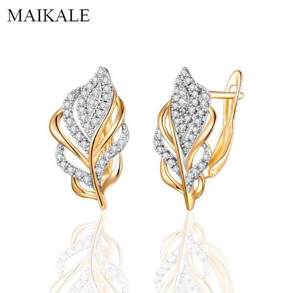

maikale new classic micro inlay natural zirconia gold stud earrings earrings for women jewelry brincos creative gift, Golden;silver