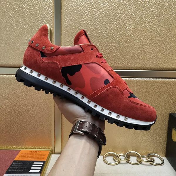 

designer vapu casual shoes original box rubber shoes rivet punk locomotive men women imported leather breathable mesh lining leather feet, Black