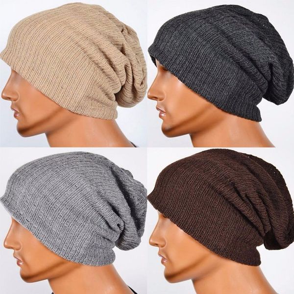 

men's knit baggy beanie oversize winter hat ski slouchy cap skull f05
